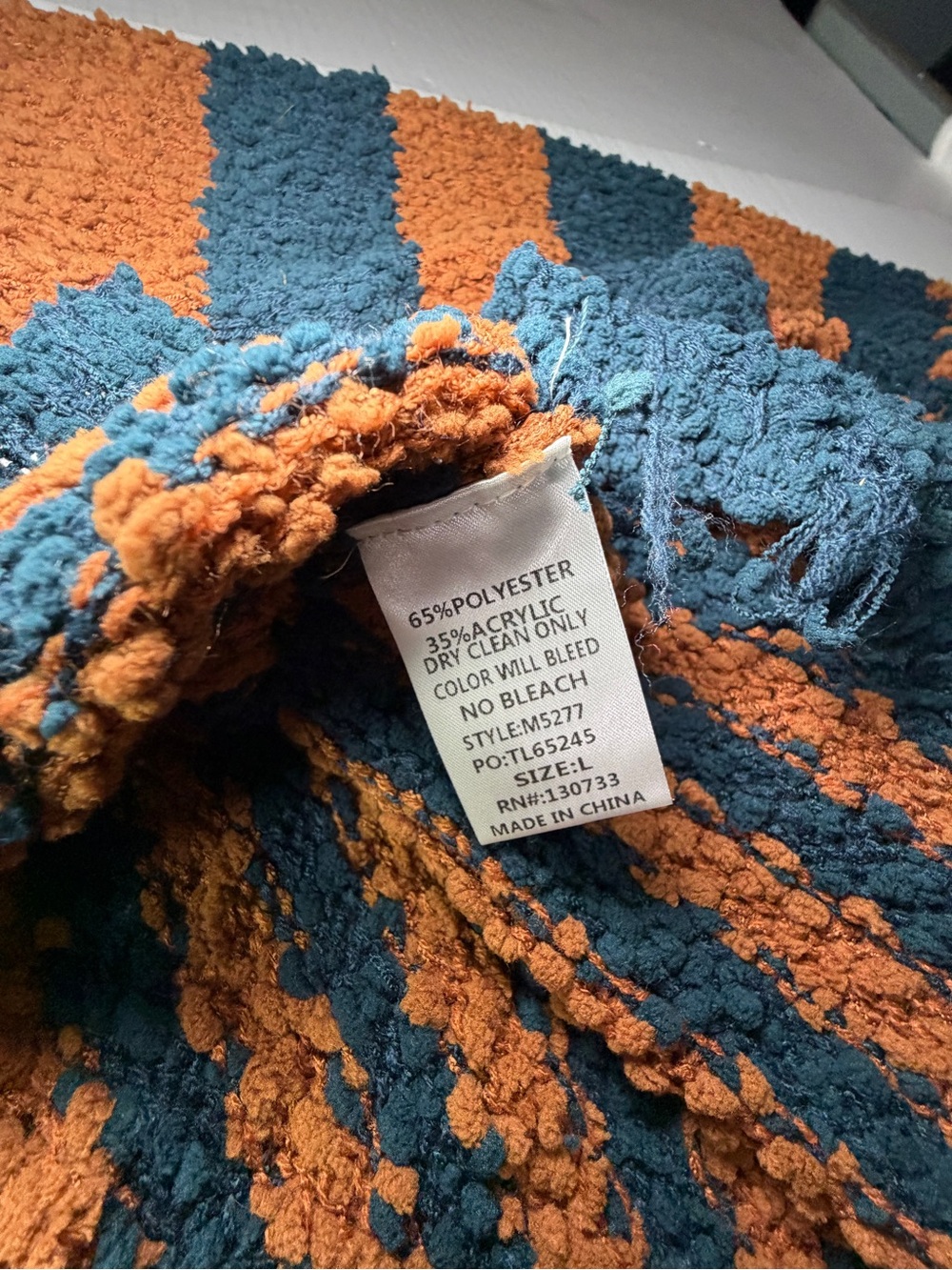 Umgee Striped Crewneck Sweater in Rust and Dark Teal - Picture 6 of 6